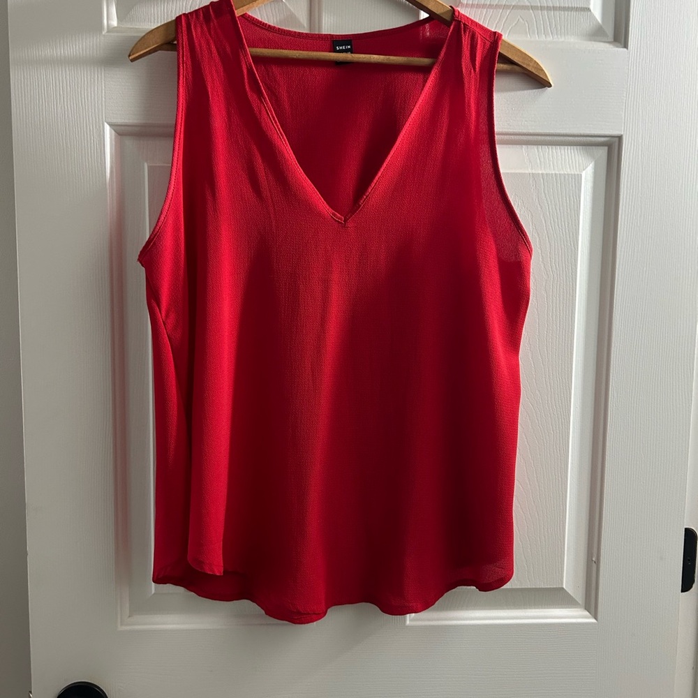 Red Tank Top V-Neck Sleeveless
